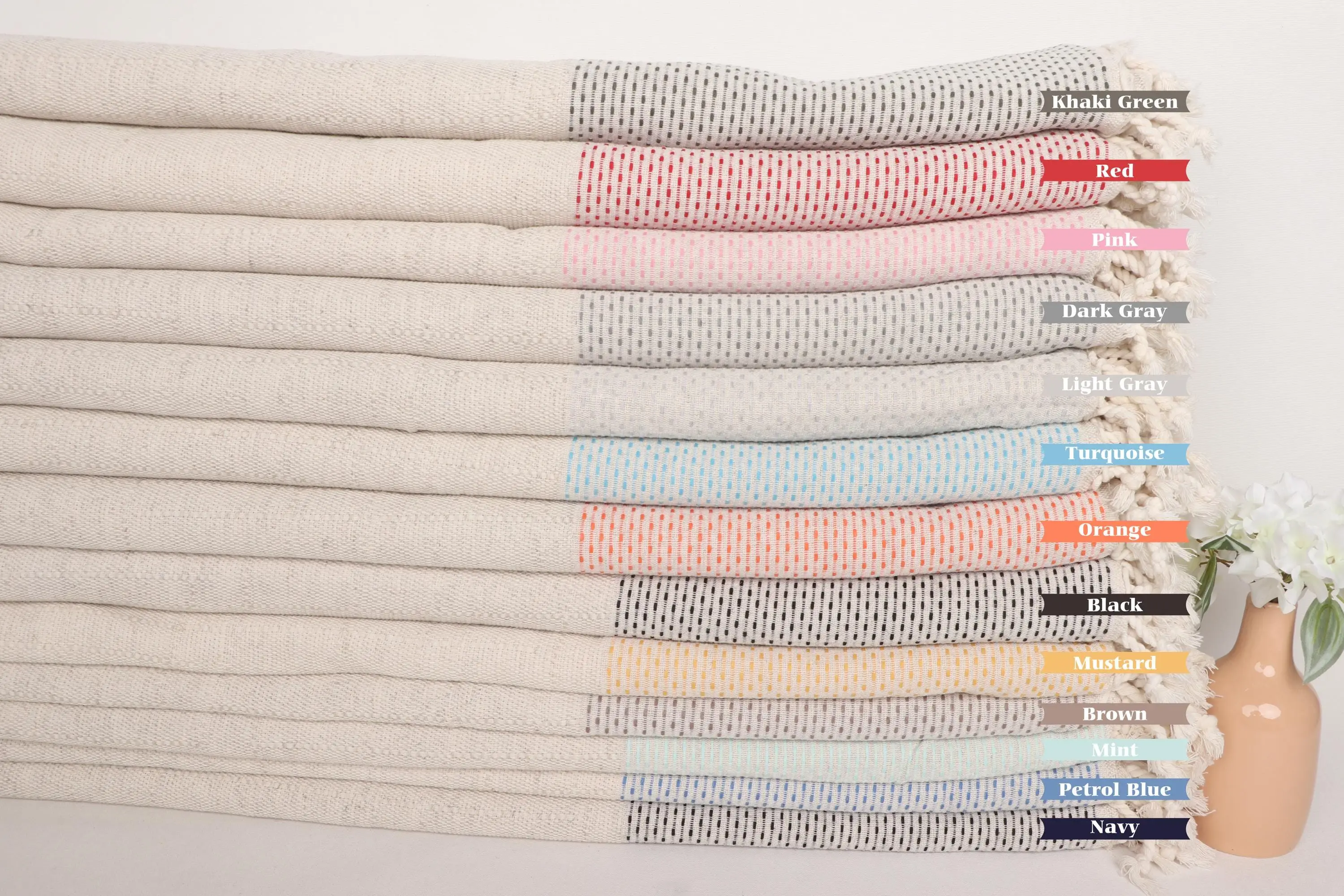 Polka Dot Throw Bordered Pattern Cotton Throw, 95x95 Inches - 1