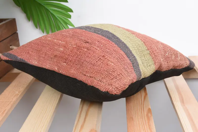 Antique Pillows, Knitted Cushion Case, 12x12 Green Cushion, Customized Pillow Case, Ethnical Kilim Rug Pillow, Pillow Sham, Throw Kilim Pillow - 6
