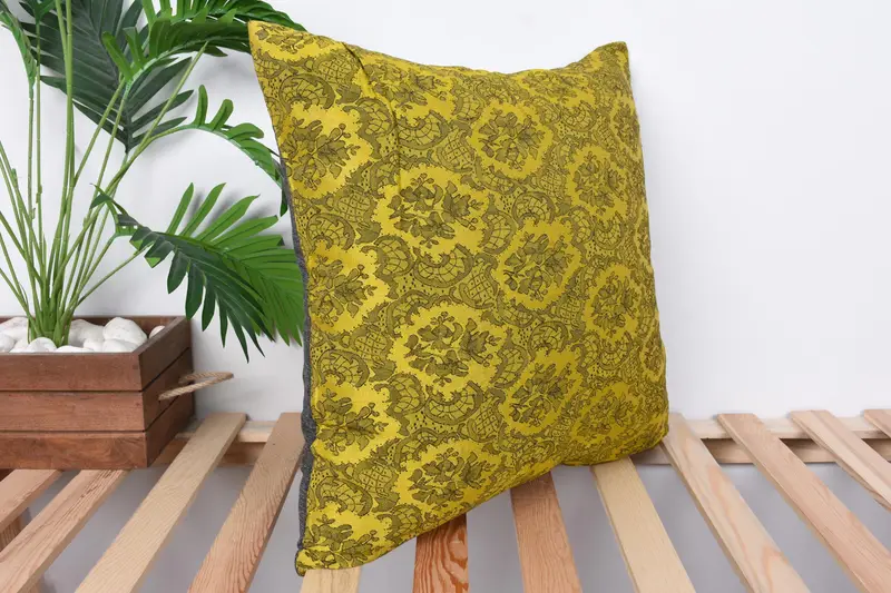 Interior Designer Pillow, Vintage Pillow, Pillow Case, Kilim Pillow Cover, 20x20 Yellow Pillow Sham, Bright Pillow, Ethnic Pillow Cover Pillow Cover - 4