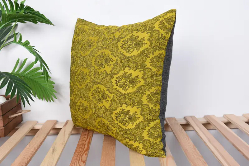 Interior Designer Pillow, Vintage Pillow, Pillow Case, Kilim Pillow Cover, 20x20 Yellow Pillow Sham, Bright Pillow, Ethnic Pillow Cover Pillow Cover - 5