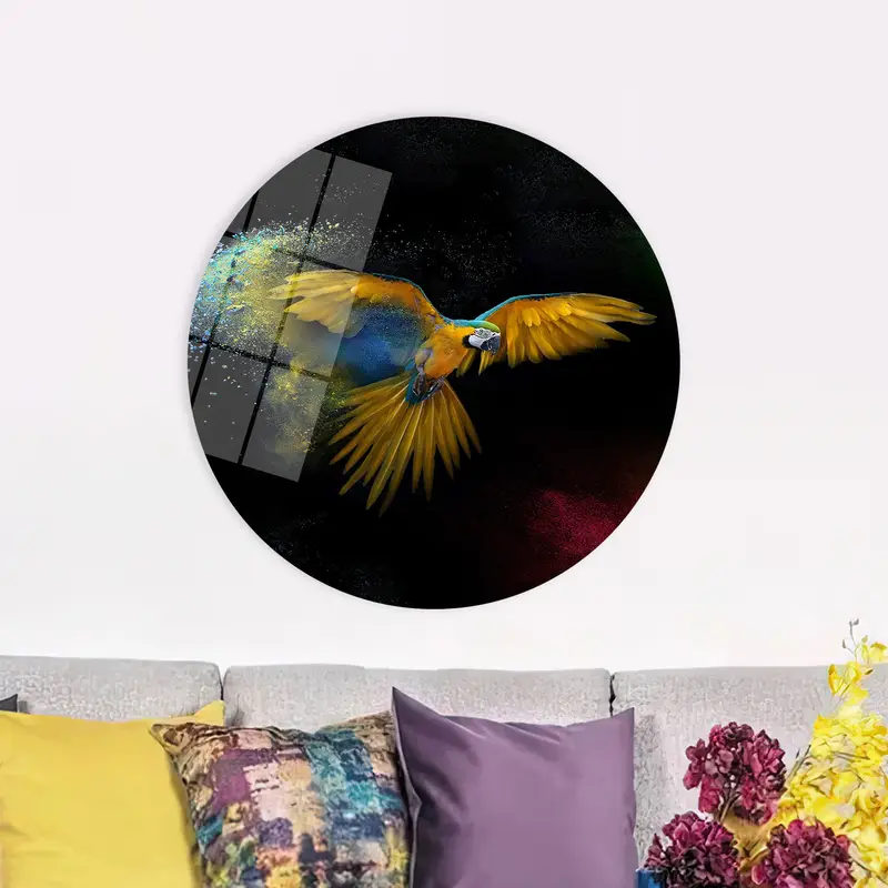 Vibrant Yellow Parrot Canvas: Modern, Colorful Bird Art Print