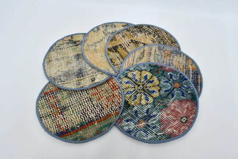 コットン&ウール サークル プレースマット、ボヘミアン パターン プレースマット