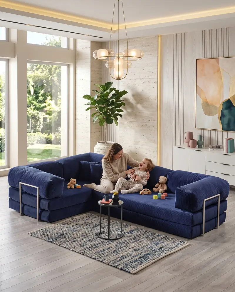 Modular Velvet Sofa, Modern Modular Couch, Low Profile Floor Sofa, Velvet Floor Couch, Modern Low Seating Sofa, Luxury Velvet Sofa, Soft Seating Sofa product image