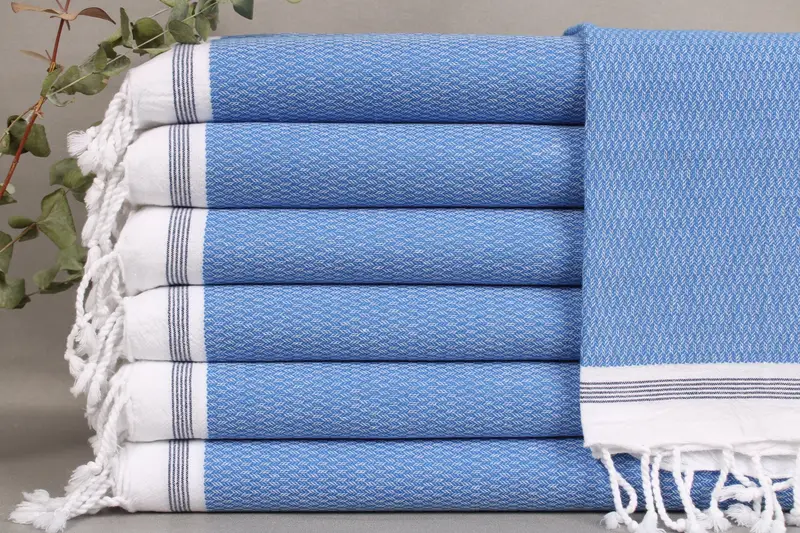 Turkish Tea Towel Blue-White Chevron Hand Towel, Bath Towel, 18x36 Inches