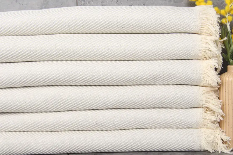 Turkish Bath Towel Custom Light Gray Striped, 36x71 Inches