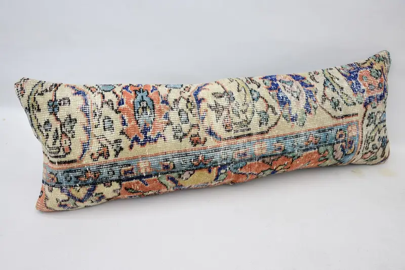 Turkish Pillow, Ethnical Kilim Rug Pillow, 12x36 Beige Cushion Case, Pillow, Custom Cushion Case, Home Decor Pillow, Sustainable Cushion - 3