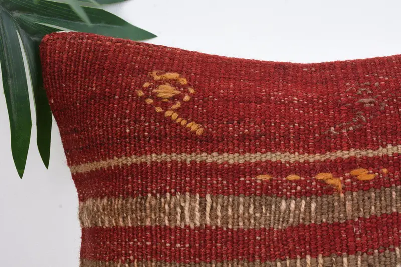 Pillow for Couch, Kilim Cushion Sham, Cushion, 12x12 Red Pillow, Colorful Pillow Case, Knitted Pillow, Tribal Cushion Case, Antique Pillows - 2