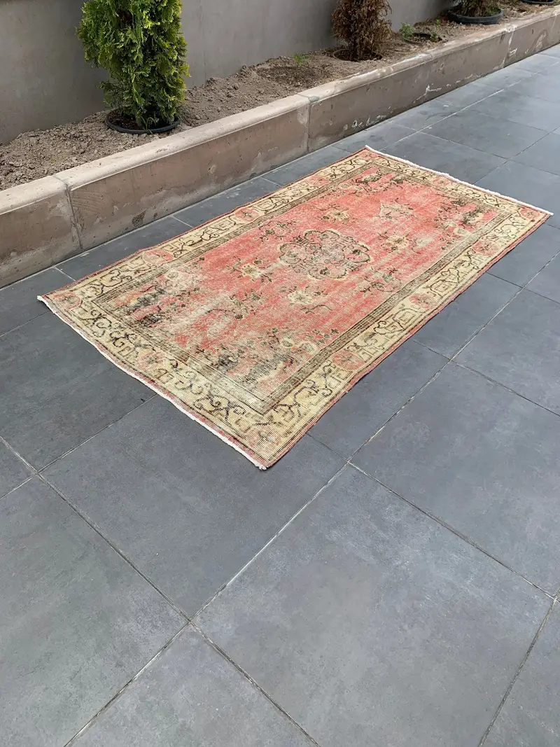 レッド オリエンタル ラグ、3.07x6.88 フィート エレガントな装飾