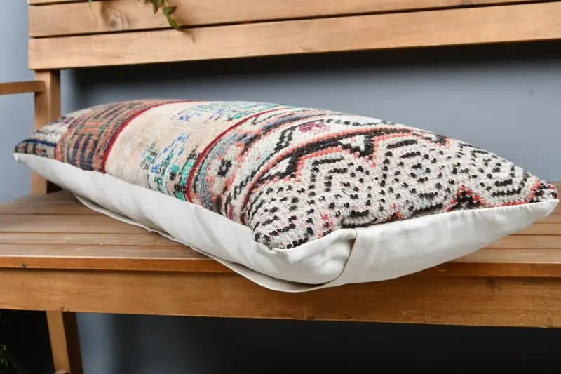 Turkish Kilim Pillow, Home Decor Pillow, Vintage Kilim Throw Pillow, 12x36 Beige Pillow Cover, Pillow Sham, Outdoor Throw Cushion Case - 3