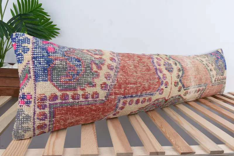 Interior Designer Pillow, Pillow for Couch, Vintage Kilim Pillow, 12x48 Blue Cushion Cover, Boho Throw Pillow Sham, Cushion Cover, Kilim Rug Pillow - 4