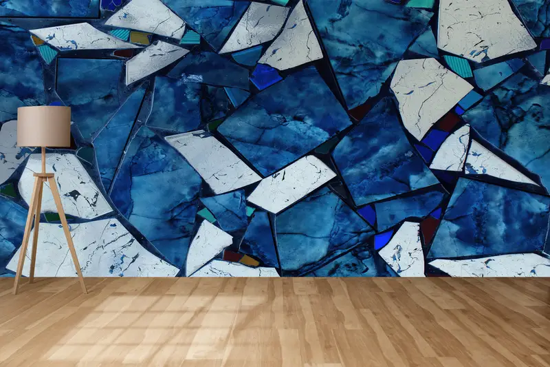 Bright Wall Paper, 3d Wall Paper, Wall Paper Peel and Stick, Blue Marble Wall Art, Alcohol Ink Wall Mural, Blue Marble Mural, - 7