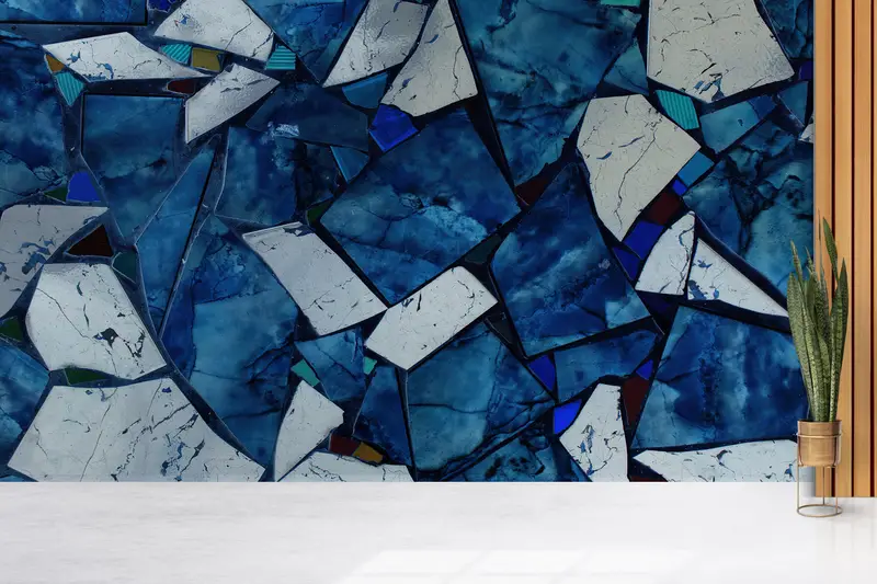 Bright Wall Paper, 3d Wall Paper, Wall Paper Peel and Stick, Blue Marble Wall Art, Alcohol Ink Wall Mural, Blue Marble Mural, - 4