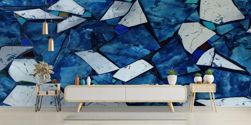 Bright Wall Paper, 3d Wall Paper, Wall Paper Peel and Stick, Blue Marble Wall Art, Alcohol Ink Wall Mural, Blue Marble Mural, - 6