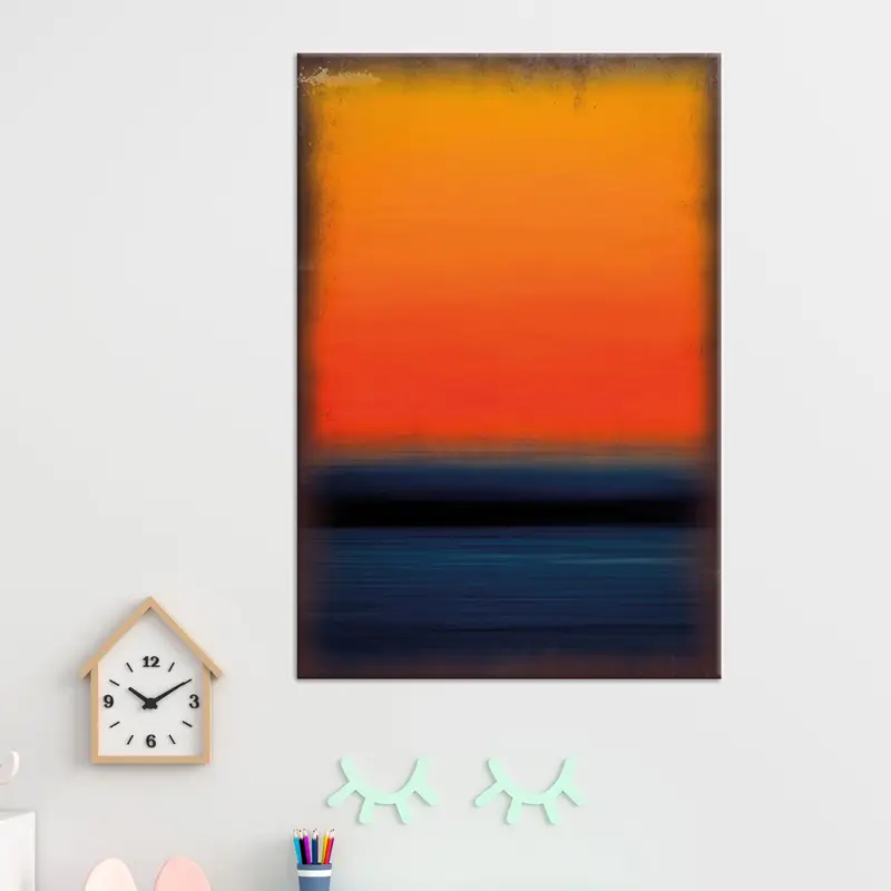 Moderne abstrakte Leinwand: Luxuriöser Kunstdruck in sanften Orangetönen