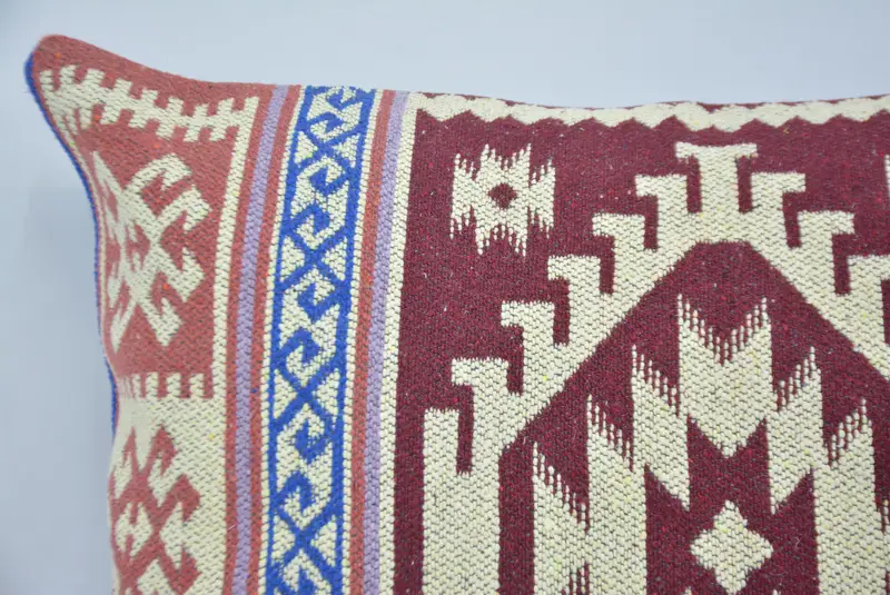 Pillow, Bright Pillow Cover, 20x28 Red Pillow Cover, Bench Pillow Cover, Vintage Kilim Pillow, Kilim Pillow, Home Decor Pillow - 2