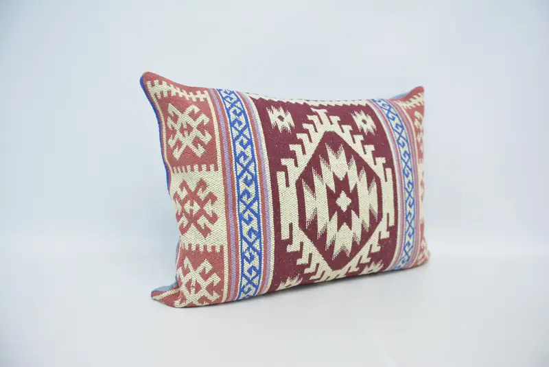 Pillow, Bright Pillow Cover, 20x28 Red Pillow Cover, Bench Pillow Cover, Vintage Kilim Pillow, Kilim Pillow, Home Decor Pillow - 3