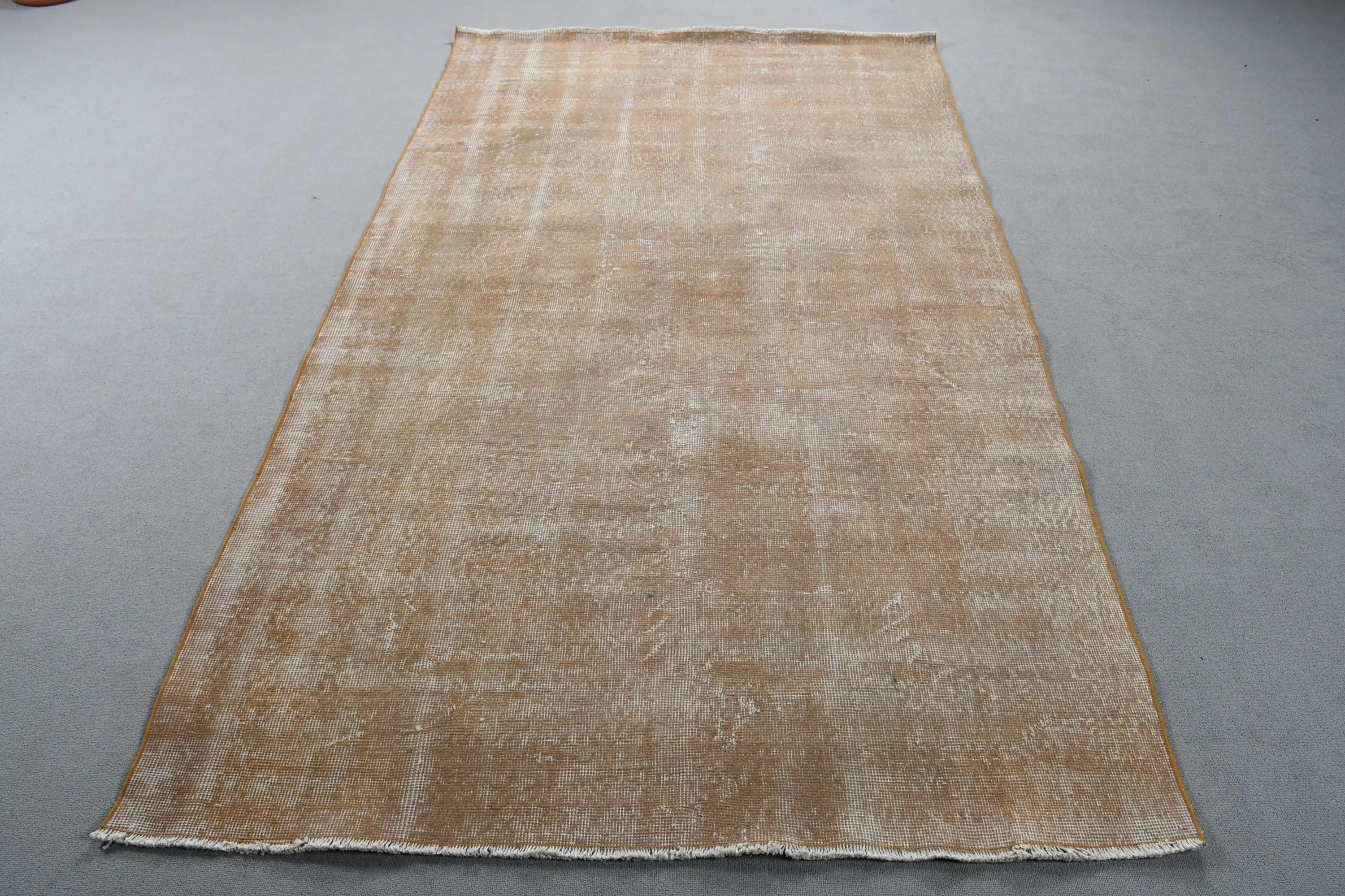 4.7x8.3 ft Eski Türk Halısı, Alan Halısı, Kahverengi Yün Halı - 1