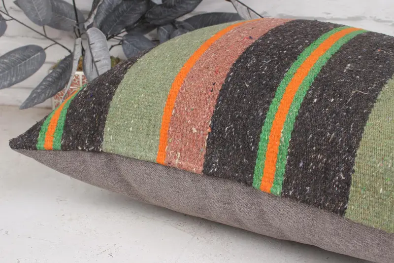 20x20 Green Pillow Sham, Car Pillow, Ikat Cushion Cover, Vintage Kilim Pillow, Pillow Sham, Turkish Kilim Pillow, Turkish Pillow, Sustainable Pillow - 7