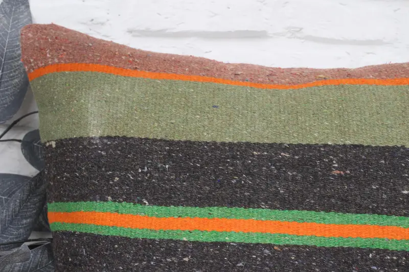20x20 Green Pillow Sham, Car Pillow, Ikat Cushion Cover, Vintage Kilim Pillow, Pillow Sham, Turkish Kilim Pillow, Turkish Pillow, Sustainable Pillow - 2