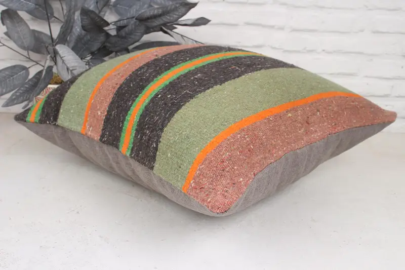 20x20 Green Pillow Sham, Car Pillow, Ikat Cushion Cover, Vintage Kilim Pillow, Pillow Sham, Turkish Kilim Pillow, Turkish Pillow, Sustainable Pillow - 6