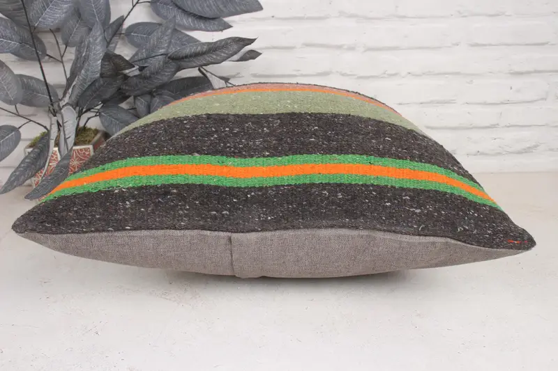 20x20 Green Pillow Sham, Car Pillow, Ikat Cushion Cover, Vintage Kilim Pillow, Pillow Sham, Turkish Kilim Pillow, Turkish Pillow, Sustainable Pillow - 5