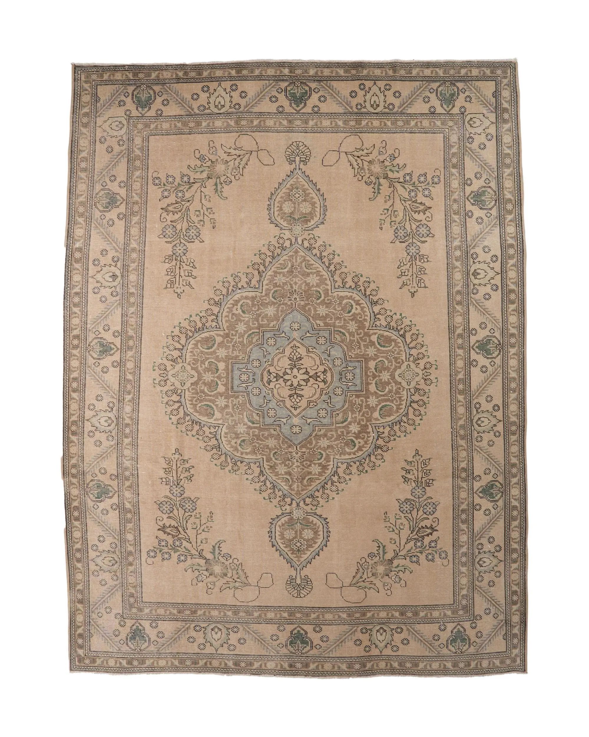 Vintage Turkish Rug 9.4x12.9 ft, Brown Oversize Bordered Wool Rug - 1