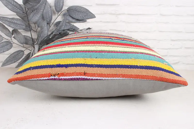 Pillow Cover, Vintage Cushion, Vintage Pillow, Vintage Kilim Throw Pillow, Living Room Throw Cushion, Kilim Pillow, 24x24 Green Pillow Sham - 5