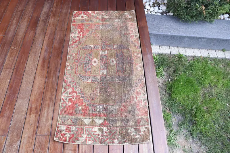 El Yapımı Yeşil Ombré Halı, 2x4,1 ft Şık Dekor