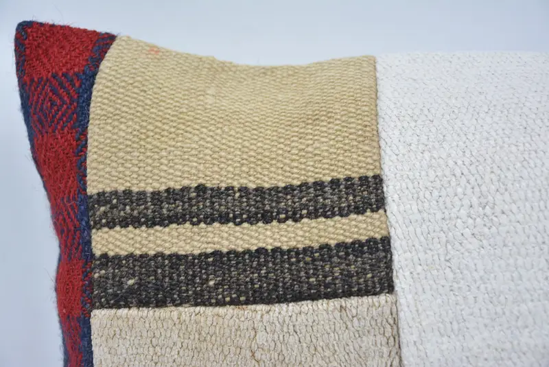 Armchair Pillow Case, Pillow Sham, Handmade Kilim Cushion, 12x20 White Pillow Case, Interior Designer Pillow, Kilim Cushion Sham - 2