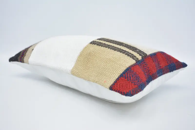 Armchair Pillow Case, Pillow Sham, Handmade Kilim Cushion, 12x20 White Pillow Case, Interior Designer Pillow, Kilim Cushion Sham - 6