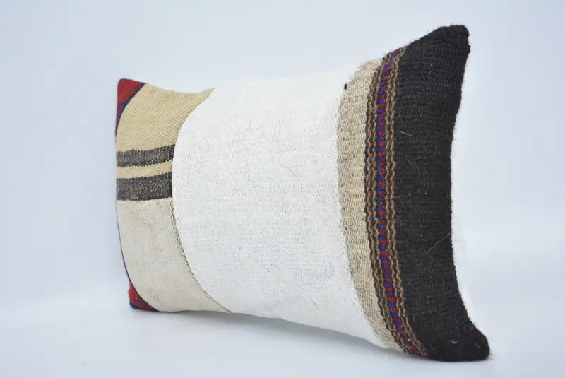 Armchair Pillow Case, Pillow Sham, Handmade Kilim Cushion, 12x20 White Pillow Case, Interior Designer Pillow, Kilim Cushion Sham - 4