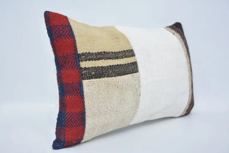 Armchair Pillow Case, Pillow Sham, Handmade Kilim Cushion, 12x20 White Pillow Case, Interior Designer Pillow, Kilim Cushion Sham - 3