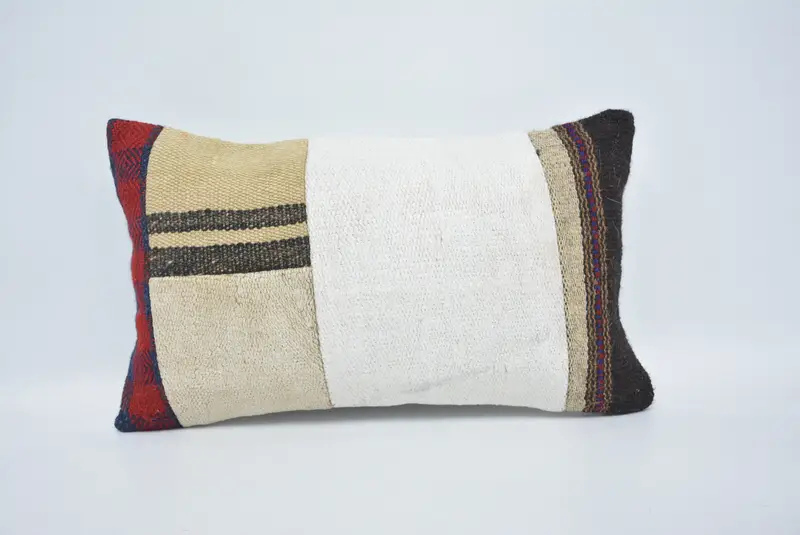 Armchair Pillow Case, Pillow Sham, Handmade Kilim Cushion, 12x20 White Pillow Case, Interior Designer Pillow, Kilim Cushion Sham - 1