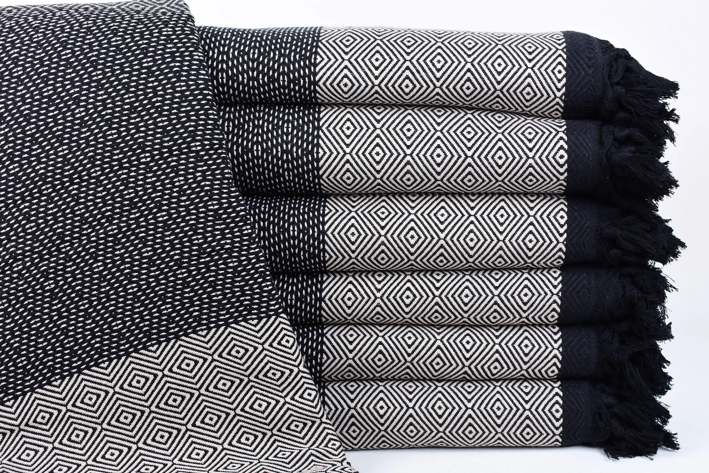 Personalized Beige Diamond Blanket, 99x79, Organic Cotton, Plaid - 1