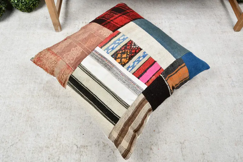 Kilim Cushion Sham, 28x28 Blue Pillow Case, Handmade Kilim Cushion, Couch Pillow, Pillow, Garden Cushion, Authentic Cushion, Turkish Kilim Pillow - 8