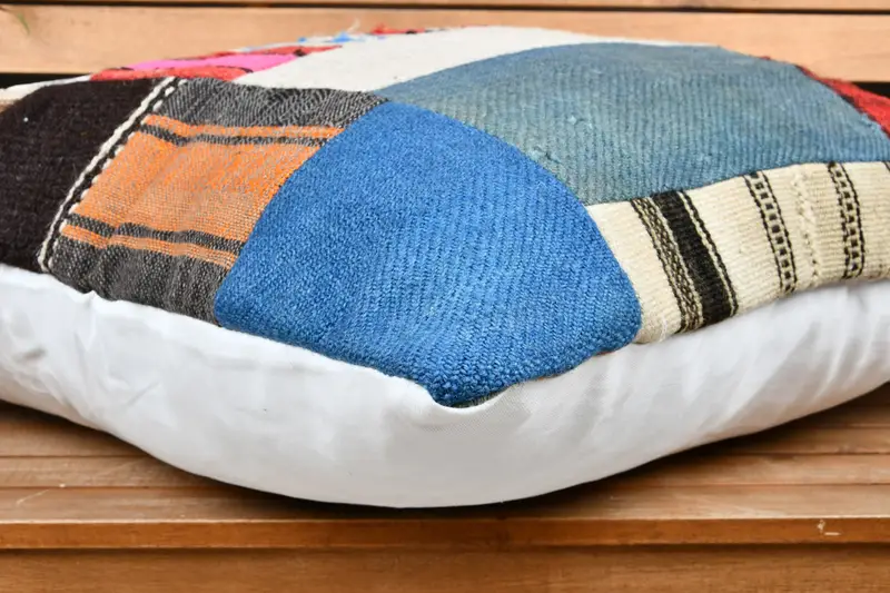 Kilim Cushion Sham, 28x28 Blue Pillow Case, Handmade Kilim Cushion, Couch Pillow, Pillow, Garden Cushion, Authentic Cushion, Turkish Kilim Pillow - 3