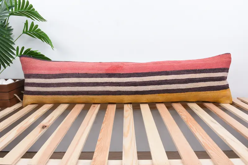 Seat Cushion Cover, Car Pillow Case, Cushion Case, 12x48 Red Pillow Sham, Antique Pillows, Outdoor Bolster Pillow Sham, Kilim Pillow, Vintage Pillow - 1