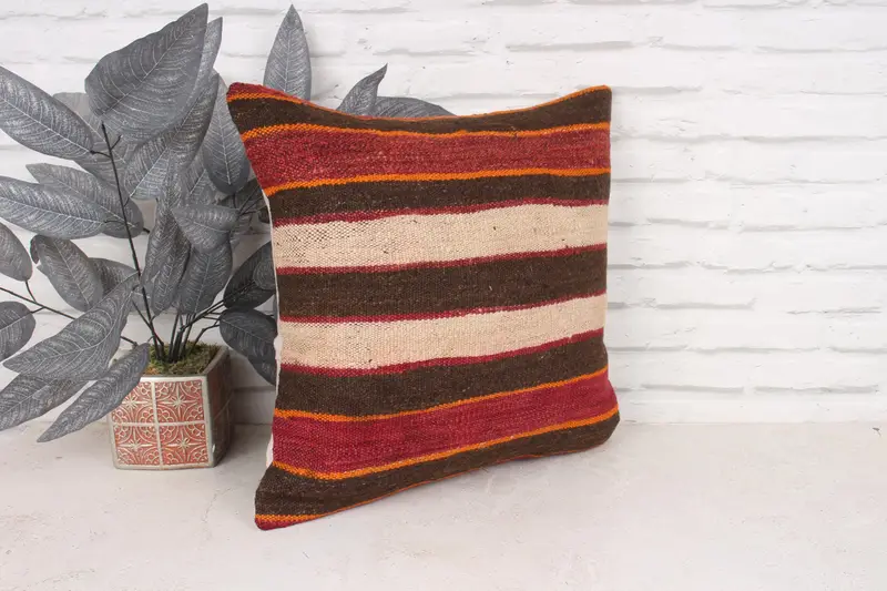 Christmas Pillow, Pillow for Couch, Pillow Sham, Turkish Pillow, 18x18 Red Pillow Cover, Turkish Kilim Pillow, Boho Throw Cushion Cover - 3