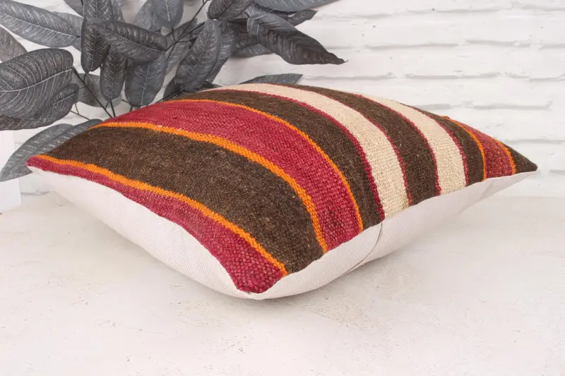 Christmas Pillow, Pillow for Couch, Pillow Sham, Turkish Pillow, 18x18 Red Pillow Cover, Turkish Kilim Pillow, Boho Throw Cushion Cover - 6