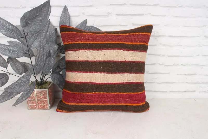 Christmas Pillow, Pillow for Couch, Pillow Sham, Turkish Pillow, 18x18 Red Pillow Cover, Turkish Kilim Pillow, Boho Throw Cushion Cover - 1
