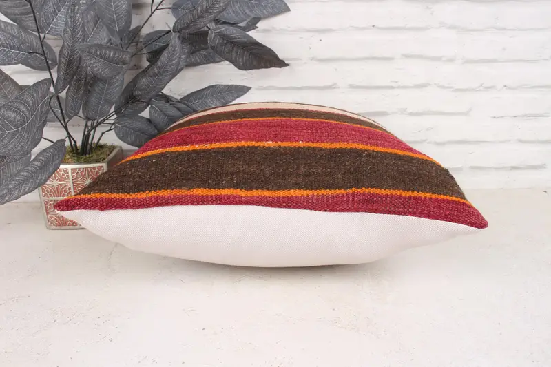Christmas Pillow, Pillow for Couch, Pillow Sham, Turkish Pillow, 18x18 Red Pillow Cover, Turkish Kilim Pillow, Boho Throw Cushion Cover - 5