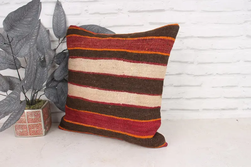 Christmas Pillow, Pillow for Couch, Pillow Sham, Turkish Pillow, 18x18 Red Pillow Cover, Turkish Kilim Pillow, Boho Throw Cushion Cover - 4