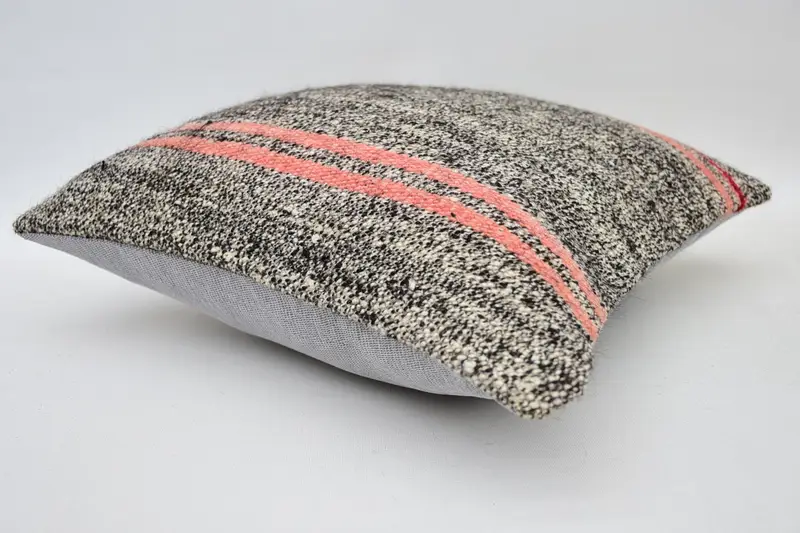Knitted Pillow, Ethnical Kilim Rug Pillow, 14x14 Brown Pillow Case, Kilim Pillow, Pillow Case, Turkish Bench Pillow Sham, Kilim Cushion Sham - 5