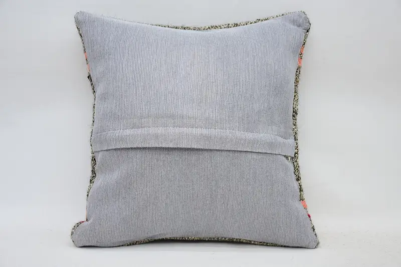Knitted Pillow, Ethnical Kilim Rug Pillow, 14x14 Brown Pillow Case, Kilim Pillow, Pillow Case, Turkish Bench Pillow Sham, Kilim Cushion Sham - 6