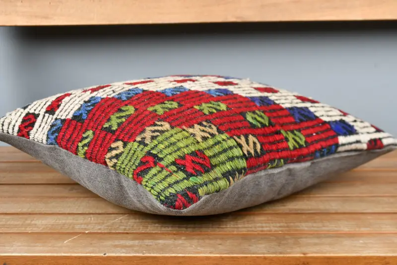 Antique Pillows, 16x16 Red Pillow Sham, Vintage Pillow, Pillow for Sofa, Accent Pillow Case, Bed Pillow, Decorative Bolster Pillow Sham, Pillow Sham - 3