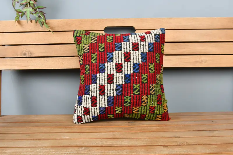 Antique Pillows, 16x16 Red Pillow Sham, Vintage Pillow, Pillow for Sofa, Accent Pillow Case, Bed Pillow, Decorative Bolster Pillow Sham, Pillow Sham - 6