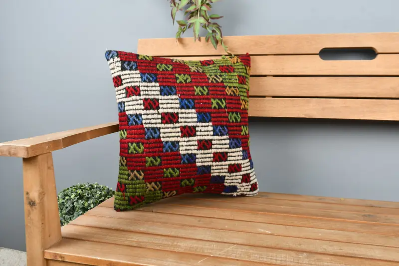 Antique Pillows, 16x16 Red Pillow Sham, Vintage Pillow, Pillow for Sofa, Accent Pillow Case, Bed Pillow, Decorative Bolster Pillow Sham, Pillow Sham - 1
