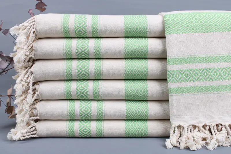 Turkish Towel Organic Cotton Diamond Towel 36x71 Inches, Beige