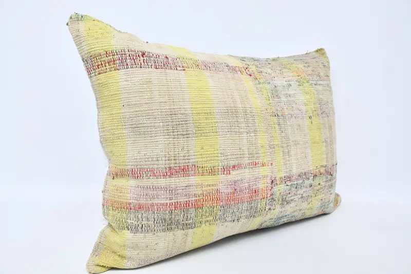 Kilim Cushion Sham, Cushion, Retro Throw Cushion Case, Meditation Cushion, Turkish Pillow, 20x28 Yellow Pillow, Boho Pillow - 3