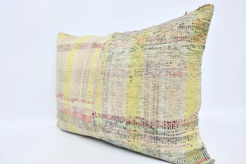 Kilim Cushion Sham, Cushion, Retro Throw Cushion Case, Meditation Cushion, Turkish Pillow, 20x28 Yellow Pillow, Boho Pillow - 4